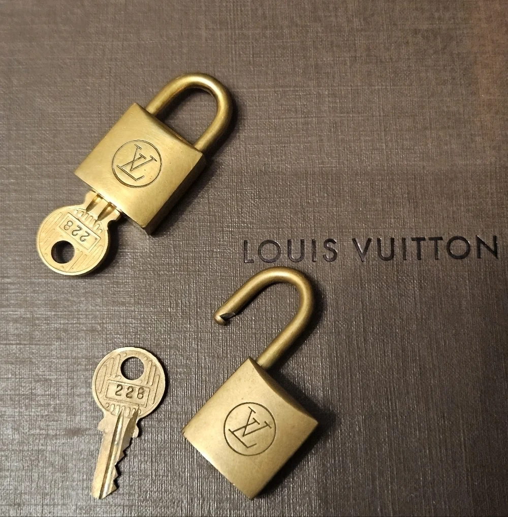 Louis Vuitton Vintage Brass Padlock Pair #228 w/ 2 Keys & Box